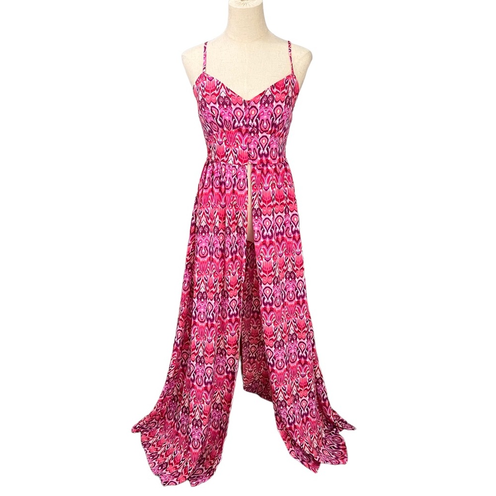 SHEIN Pink & Purple Allover Print Button Front Cami Top Size small